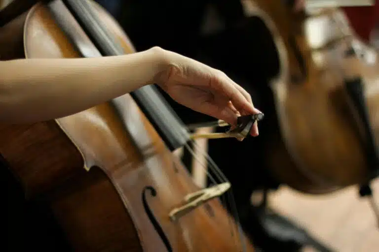 person playing a cello